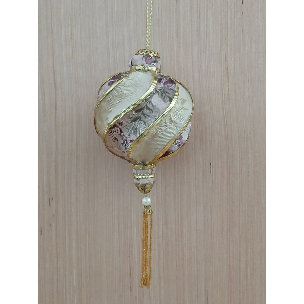 Fabric Tassel Beaded Christmas Ornament Farmhouse French Country Tree Decoration